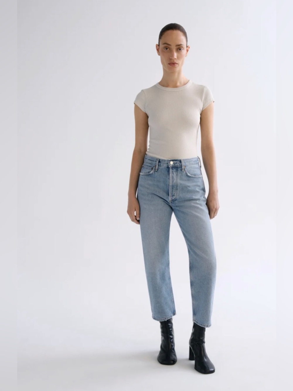 Agolde 90’s Crop Mid-Rise Straight in Force Light Blue Wash 27